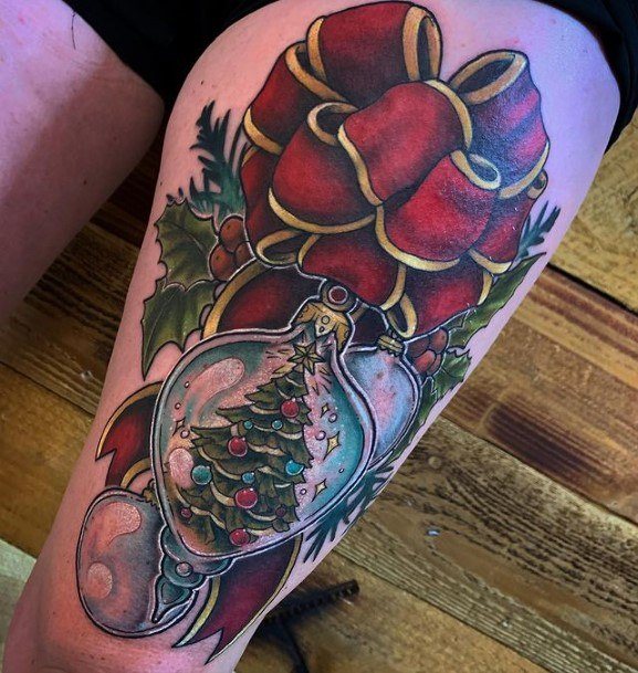 Cute Christmas Tree Tattoo Designs For Women