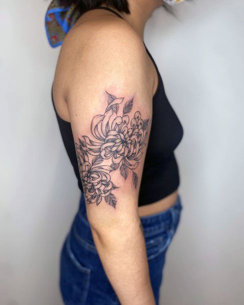 Cute Chrysanthemum Tattoo Designs For Women