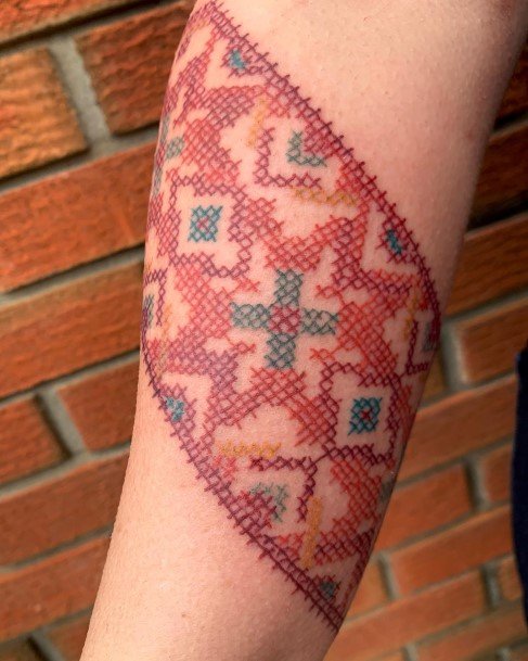 Cute Cross Stitch Tattoo Designs For Women