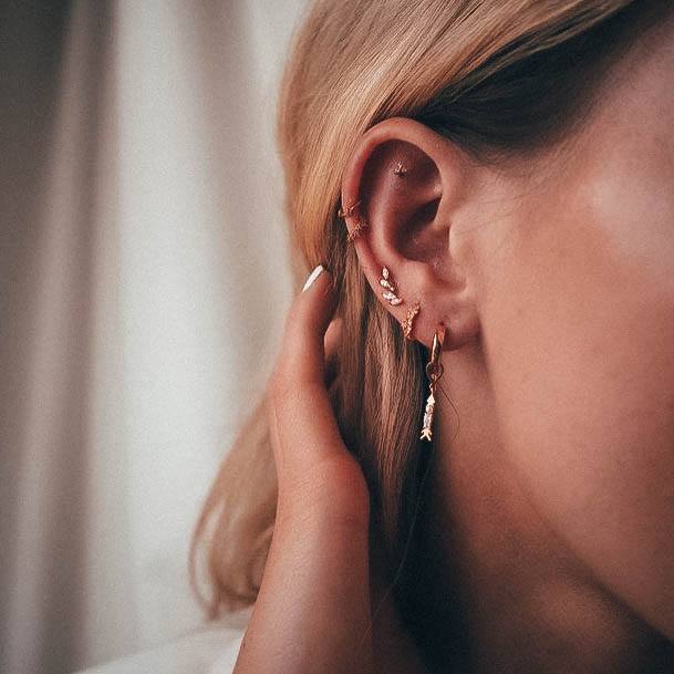 Cute Dangling Gold Cool Hoop Ear Piercing Inspiration For Women