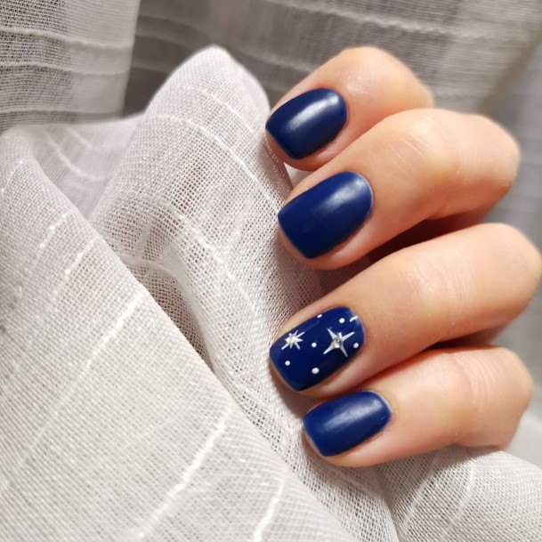 Cute Dark Blue Matte Nail Designs For Women
