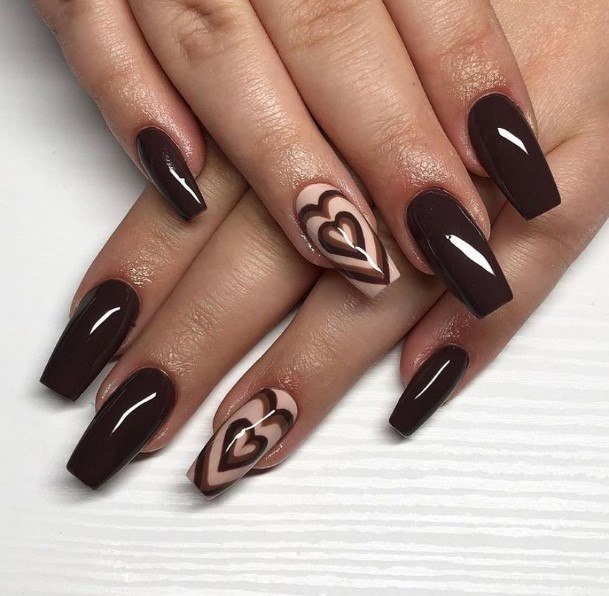 Cute Dark Brown Nail Designs For Women