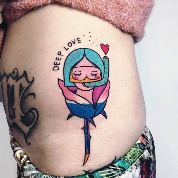 Cute Deep Underwater Love Tattoo Women