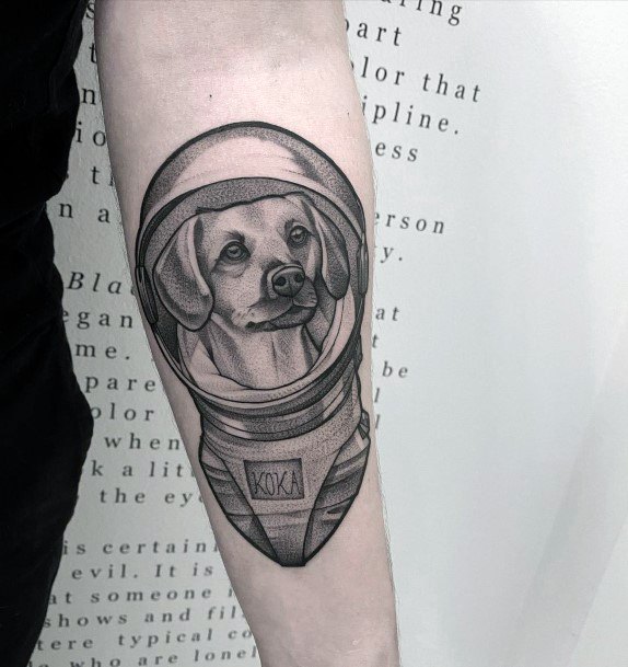 Cute Dog In Space Tattoo For Women Astronaut