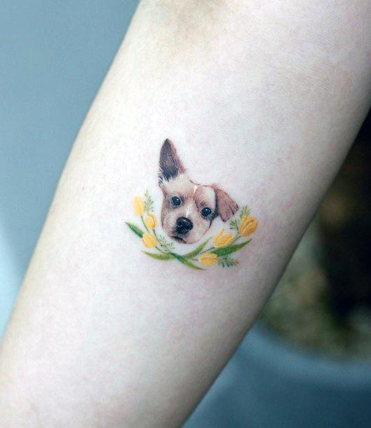 Cute Dog Tattoo Womens Arms