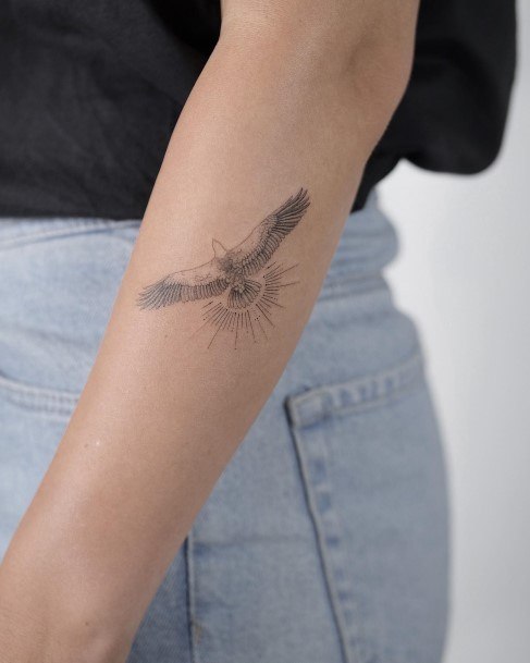 Cute Eagle Tattoo Designs For Women Small Outer Forearm