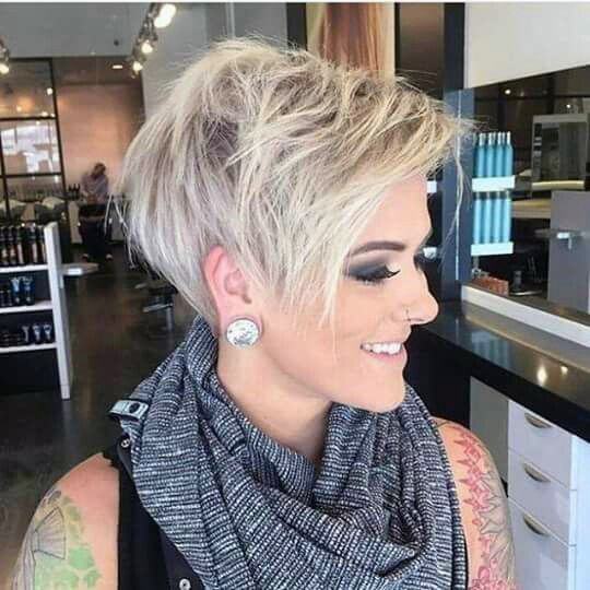 Cute Edgy Hairstyle On Girl With Icy Blonde Layer Nape