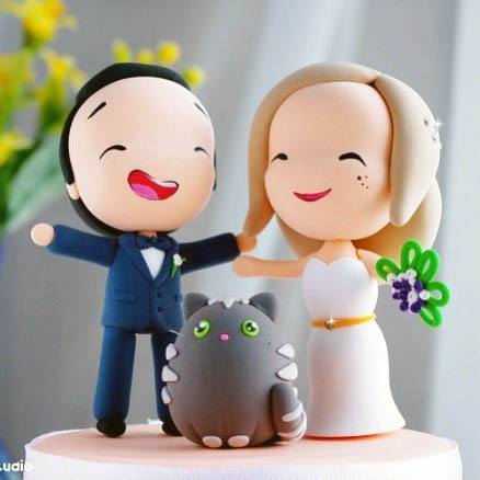 Cute Family Wedding Cake Topper Inspiration Bride Groom Cat Ideas