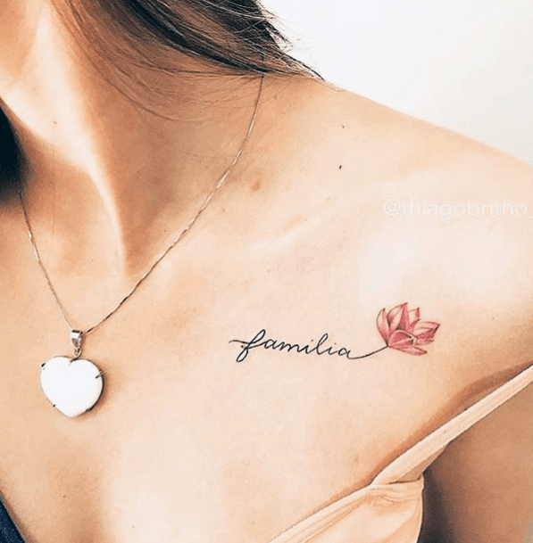 Cute Floral Family Love Tattoo Womens Shoulders