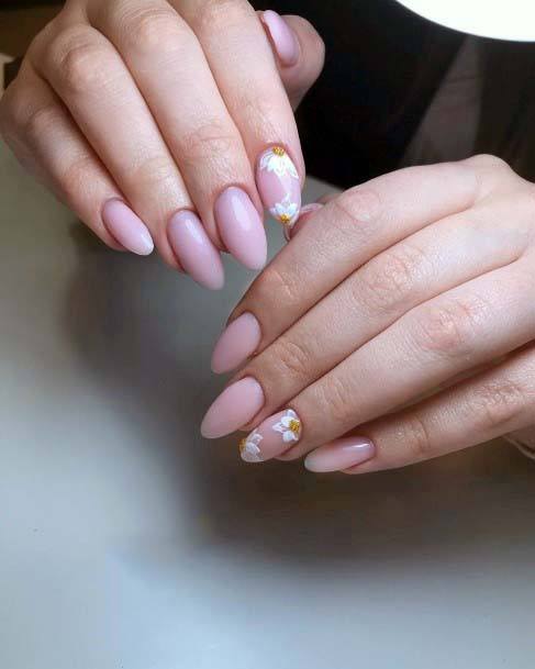 Cute Flower On Light Pink Nails