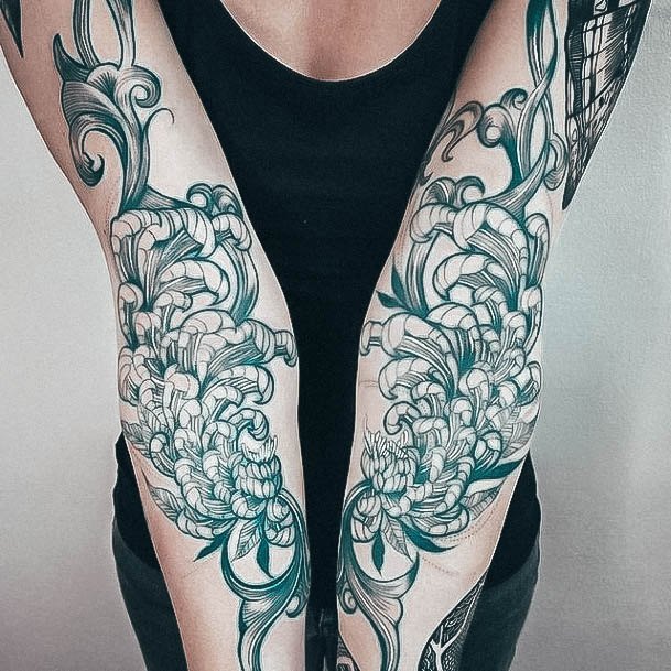 Cute Flower Sleeve Tattoo Designs For Women