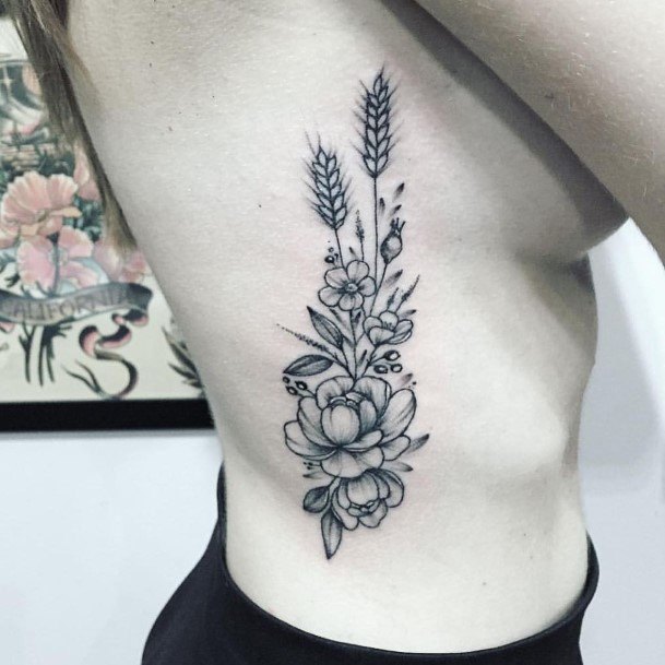 Cute Flowers Tattoo Womens Torso