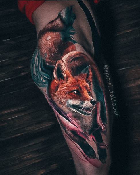 Cute Fox Tattoo Designs For Women Leg Thigh Sleeve