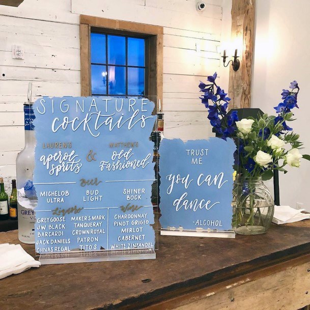 Cute Frosted Blue Signature Cocktail Menu Inspiration For Weddinga