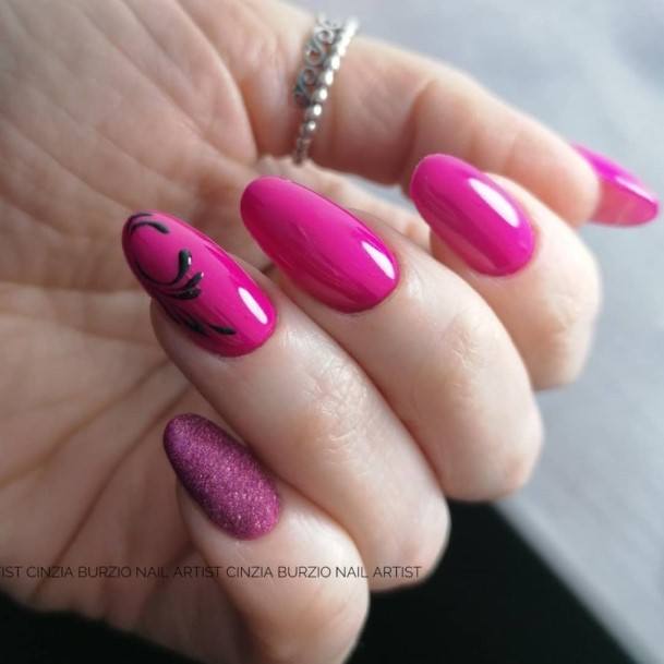 Cute Fuchsia Nail Designs For Women