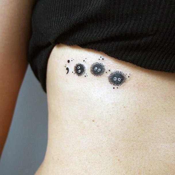 Cute Furry Ball Tattoo Womens Torso