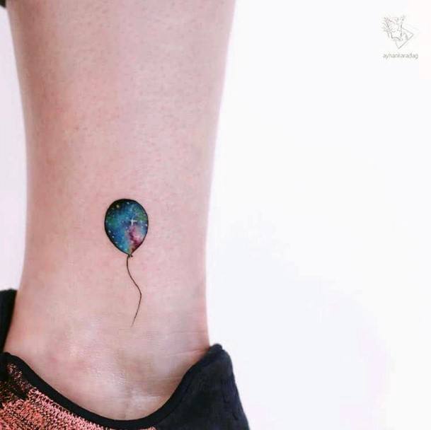 Cute Galaxy Balloon Tattoo Womens Ankles