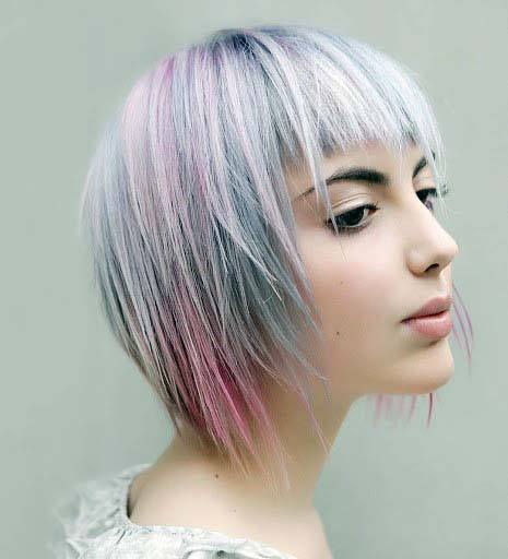 Cute Girl With Short Pink Hair Rounded Hairstyle Stylish Ideas