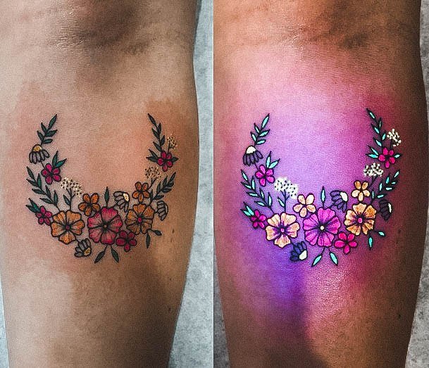 Cute Glow In The Dark Tattoo Designs For Women Flower Wreath