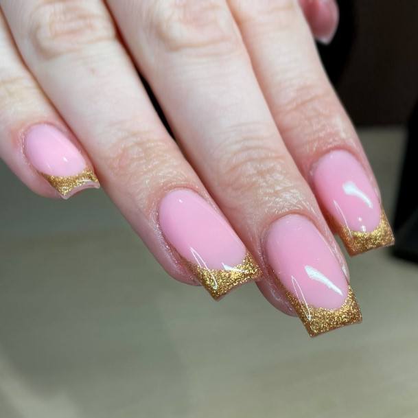 Cute Gold French Tip Nail Designs For Women