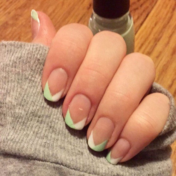 Cute Green And White Nail Designs For Women