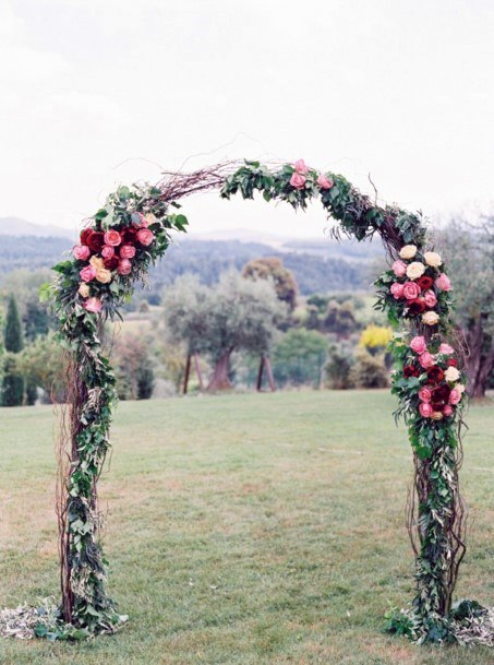 Cute Greenery Vine Arbor Colorful Flowers Design Ideas