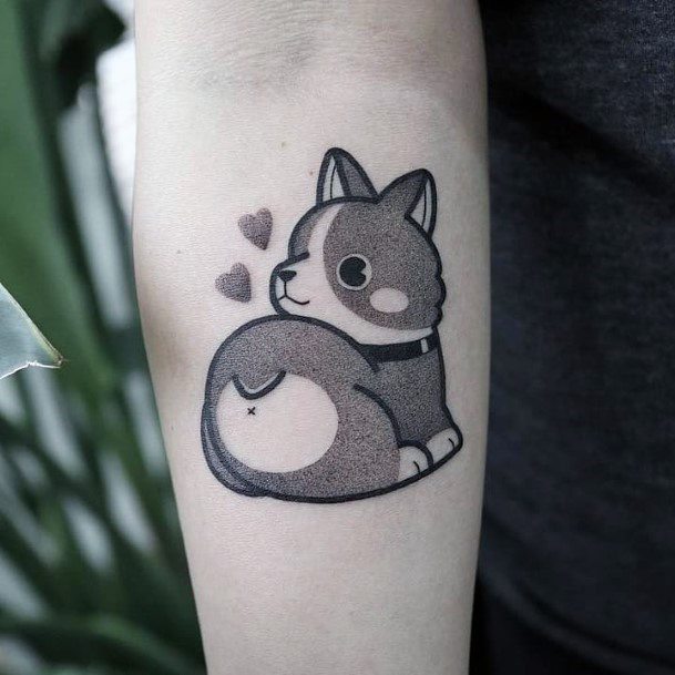 Cute Grey Cat Tattoo For Women