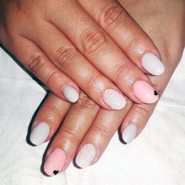 Cute Heart On Pinkish White Sugar Nails Women