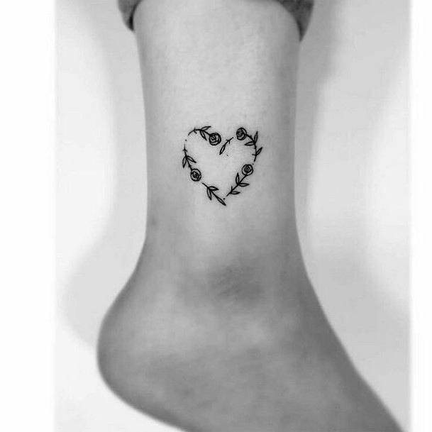 Cute Heart Shaped Floral Arrangement Tattoo