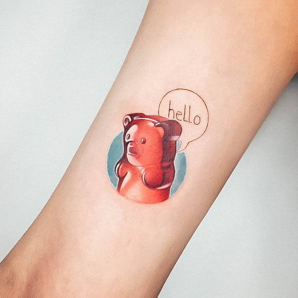 Cute Hello Girls Glamorous Gummy Bear Tattoo Inspiration