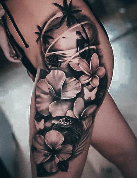 Cute Hibiscus Tattoo Designs For Women