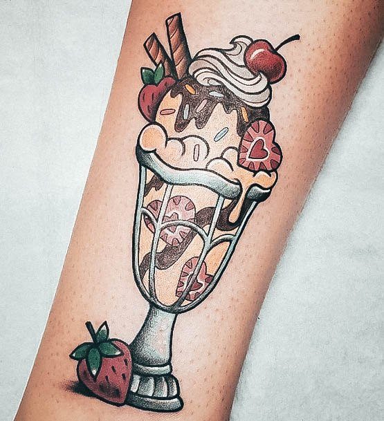 Cute Ice Cream Tattoo Designs For Women