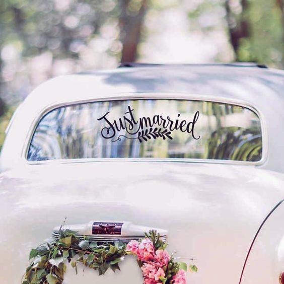 Cute Just Married Wedding Car Decoration