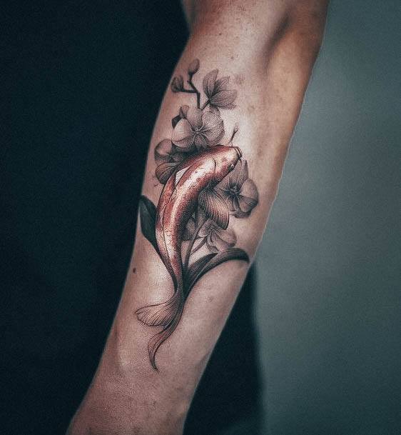 Cute Koi Fish Tattoo Designs For Women Forearm