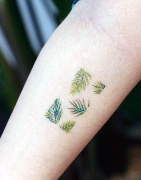 Cute Leafy Tattoo Women Arms