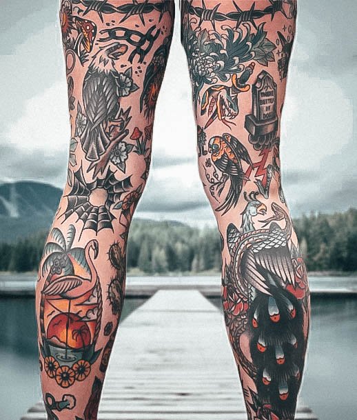 Cute Leg Sleeve Tattoo Designs For Women