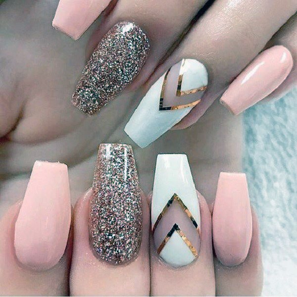 Cute Light Pink And Silver Chevron