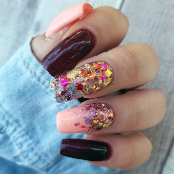 Cute Maroon And Pink Nail Designs For Women