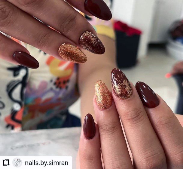 Cute Maroon Dress Nail Designs For Women