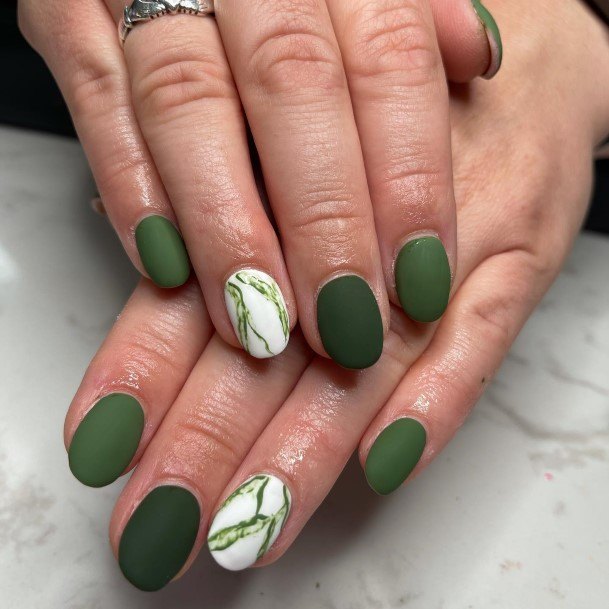 Cute Matte Green Nail Designs For Women