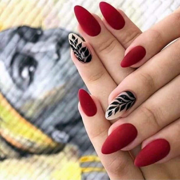 Cute Matte Maroon Nail Designs For Women