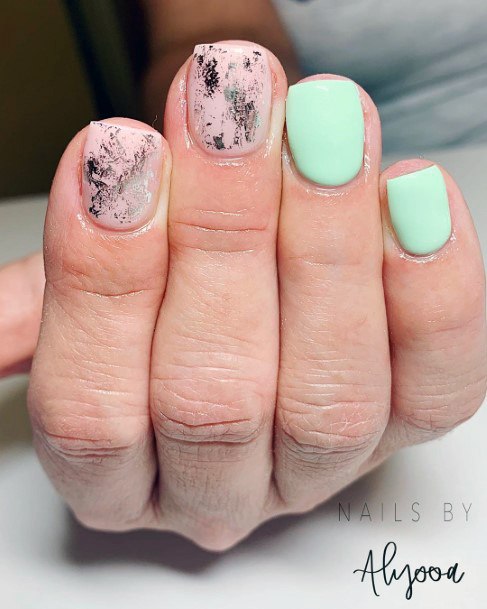 Cute Mint Green May Nails Black Design Inspiration For Girls