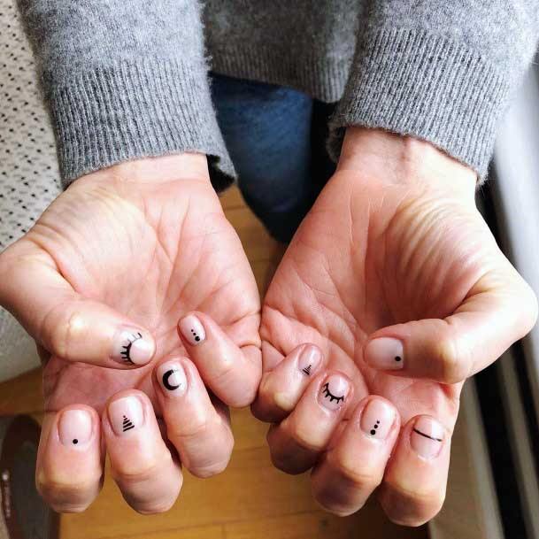 Cute Moon Drawings On Nail For Women