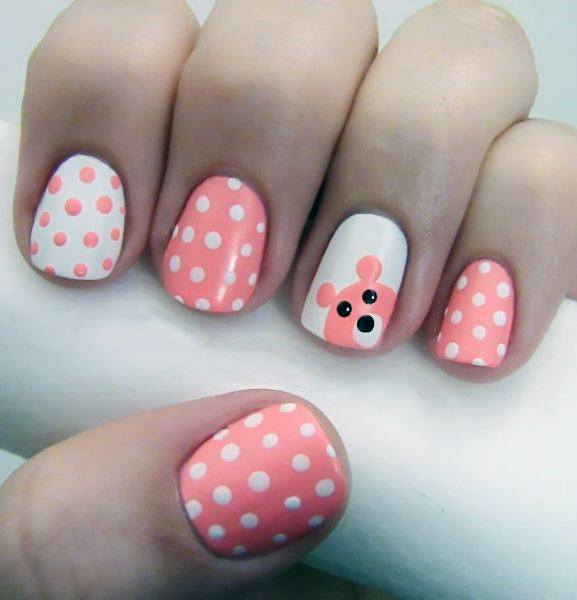 Cute Nail Art With Dots For Girls