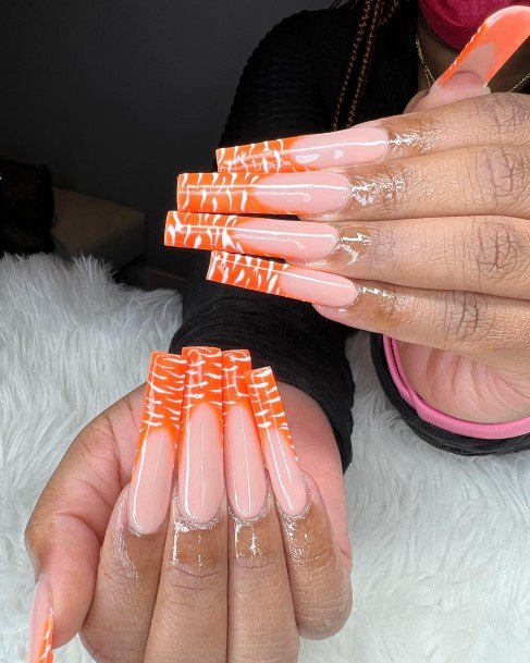 Cute Orange And White Nail Designs For Women