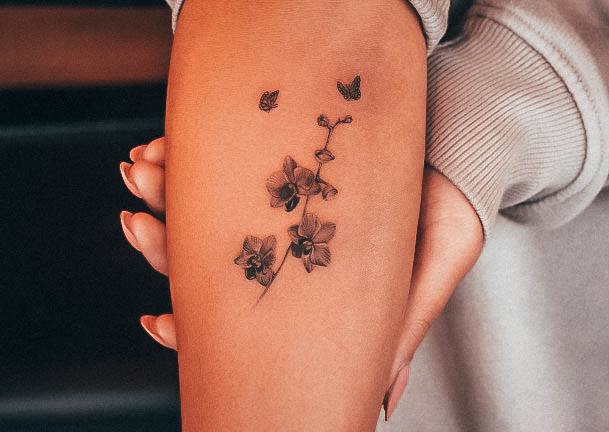 Cute Orchid Tattoo Designs For Women