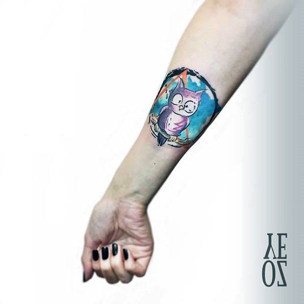 Cute Owl Tattoo Womens Arms