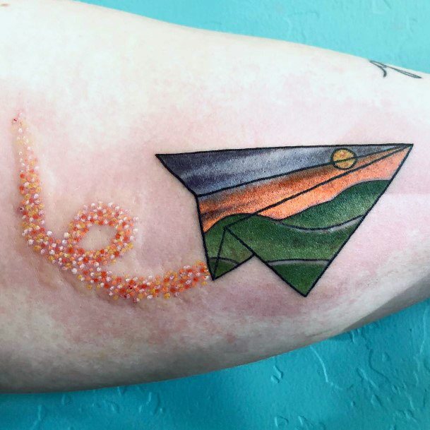 Cute Paper Airplane Tattoo Designs For Women