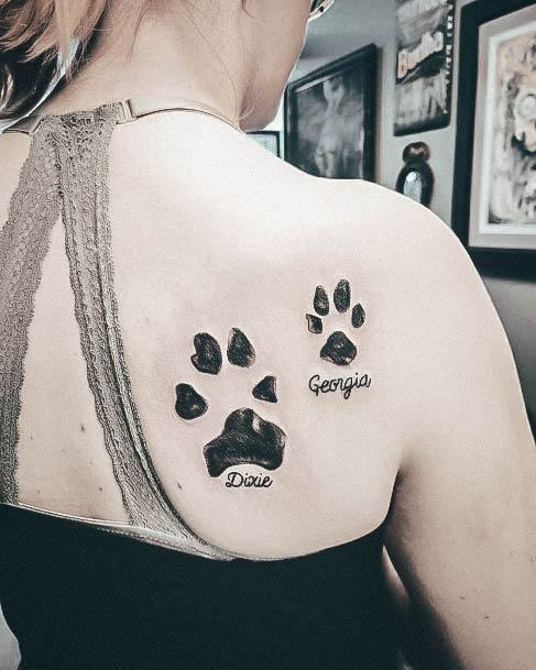 Cute Paw Print Tattoo Designs For Women Shoulder