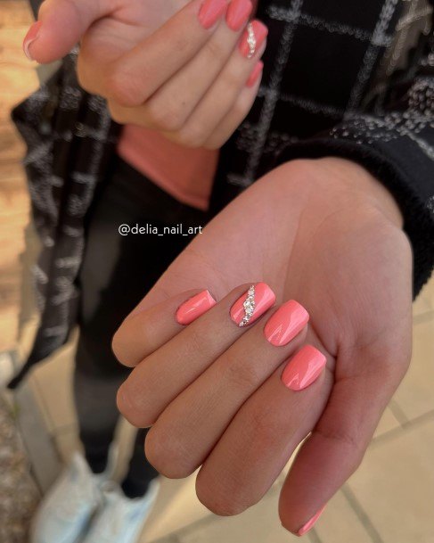 Cute Peach And Pink Nail Designs For Women